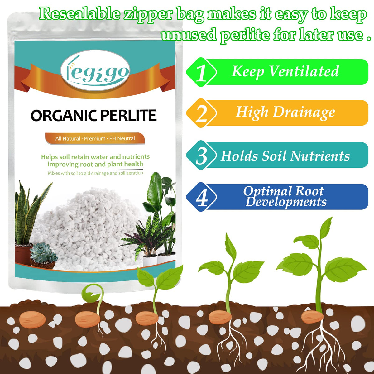 4 Quarts Organic Perlite for Plants N3625