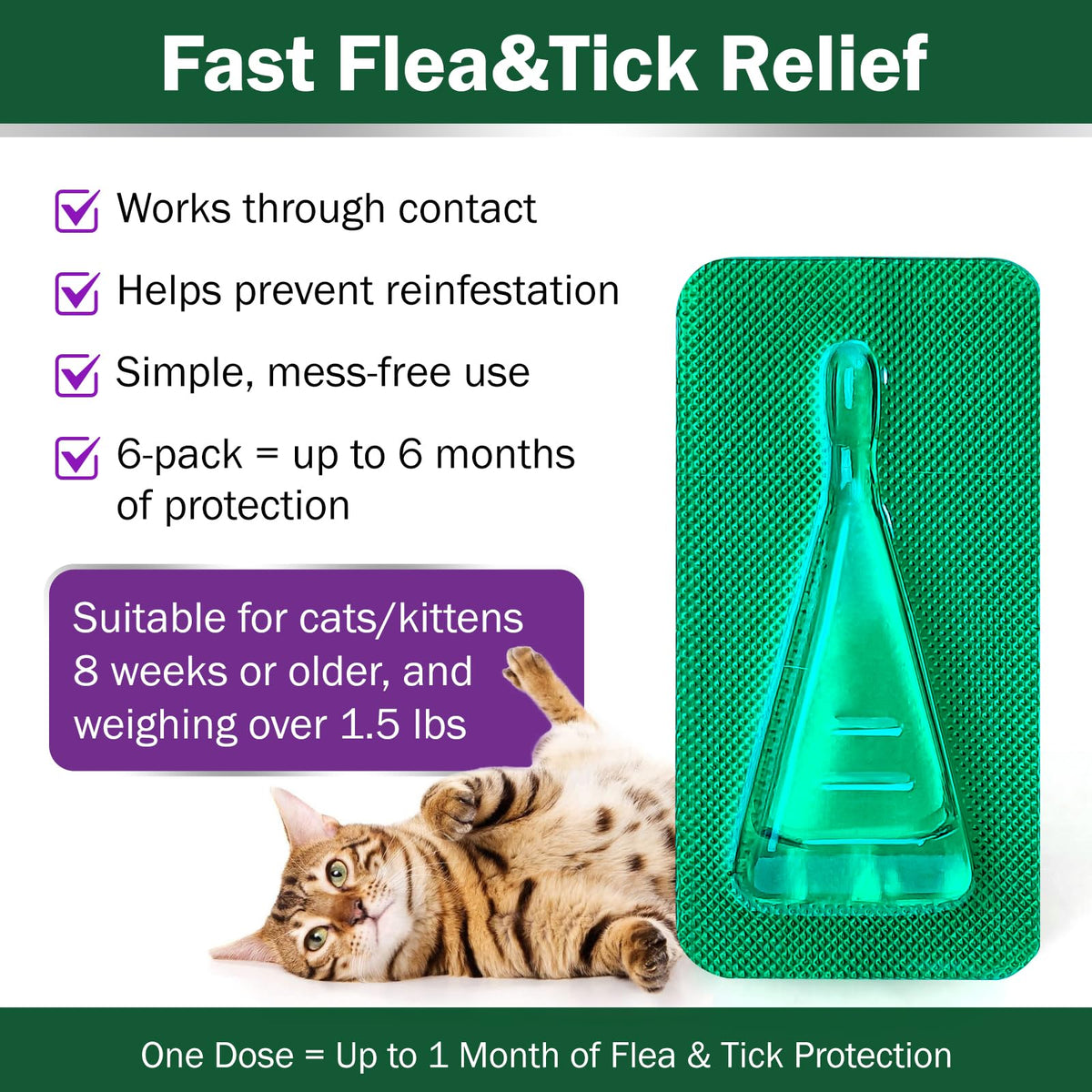 Cat Flea and Tick Prevention 6-Month Supply K7507
