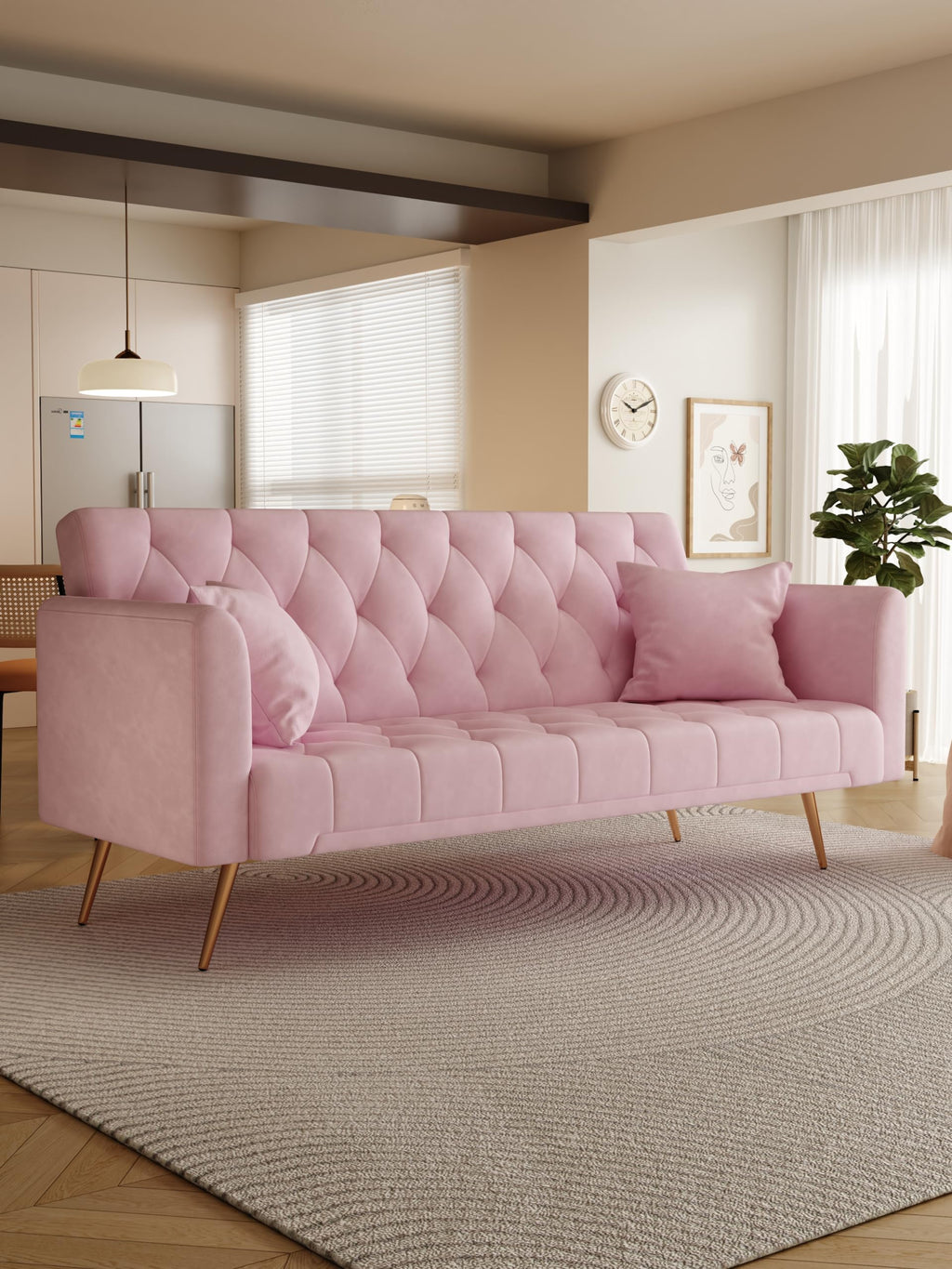 Pink Velvet 2 Seater Loveseat Sofa K184