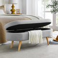 Oval Boucle Storage Ottoman with Wooden Legs S835462