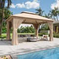 12'x10' Beige Metal Gazebo U324