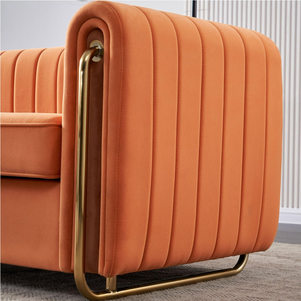 Orange Velvet Sofa Couch E8632