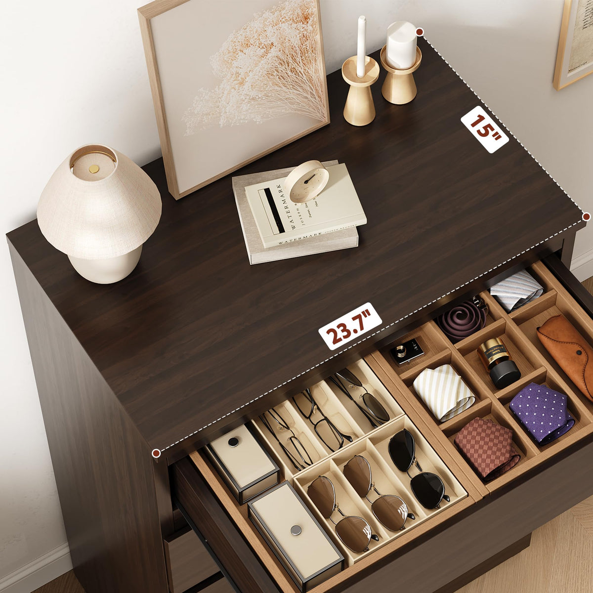 Brown 5 Drawer Wood Dresser R51417