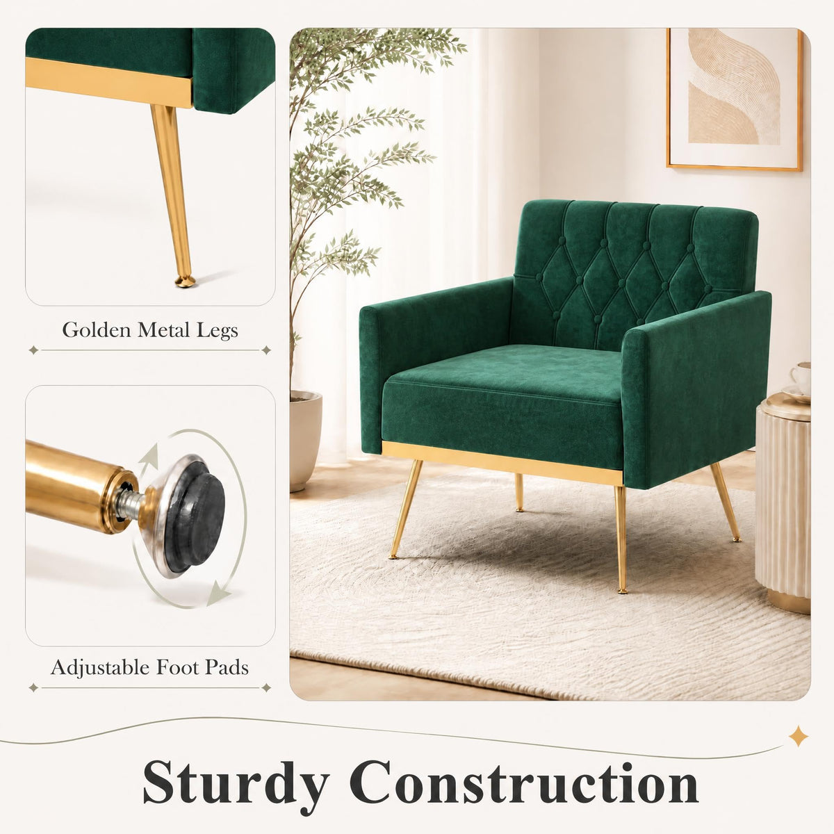 Green Velvet Accent Chairs Set of 2 W303096