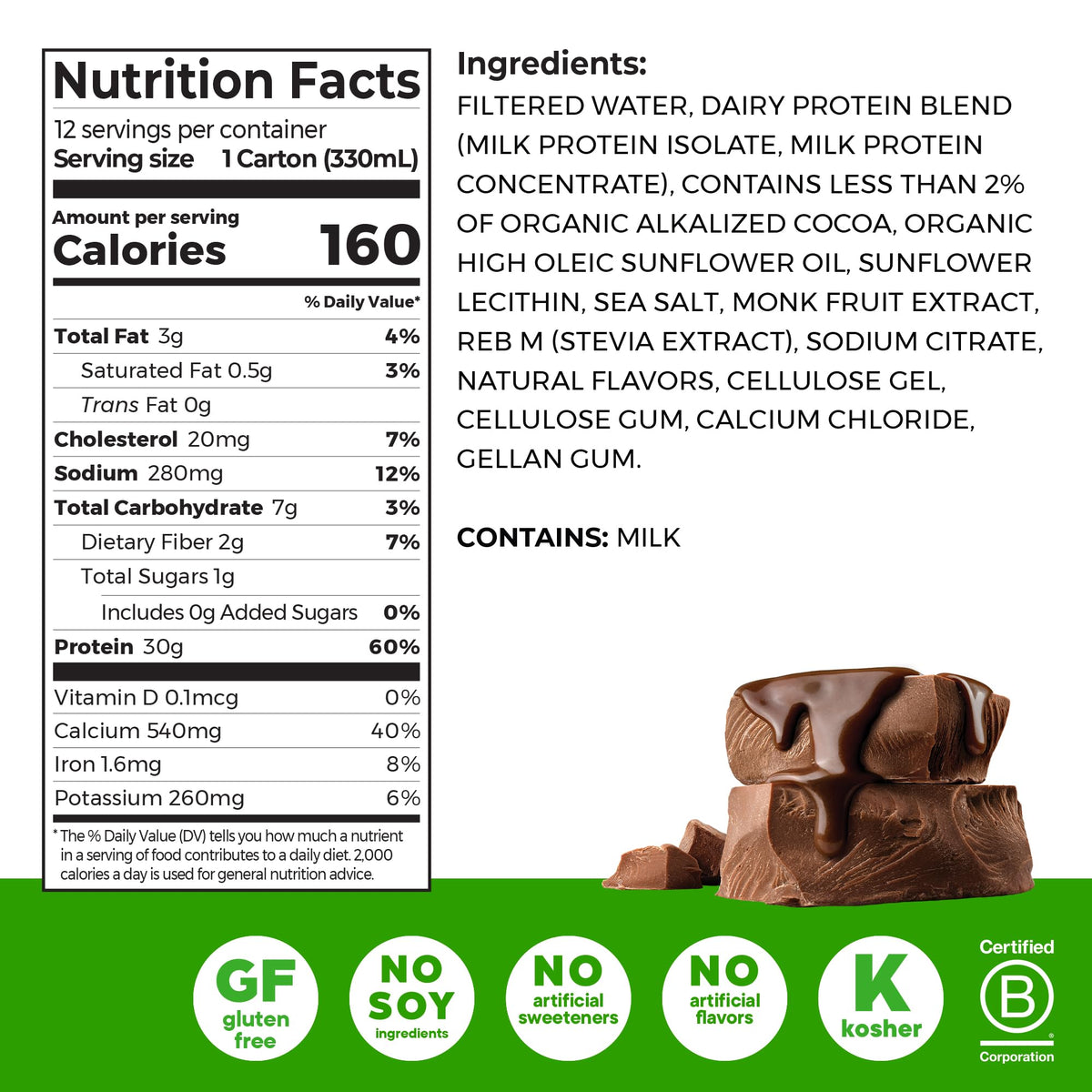 Chocolate High Protein Dairy Shake 11 oz 12pk K846