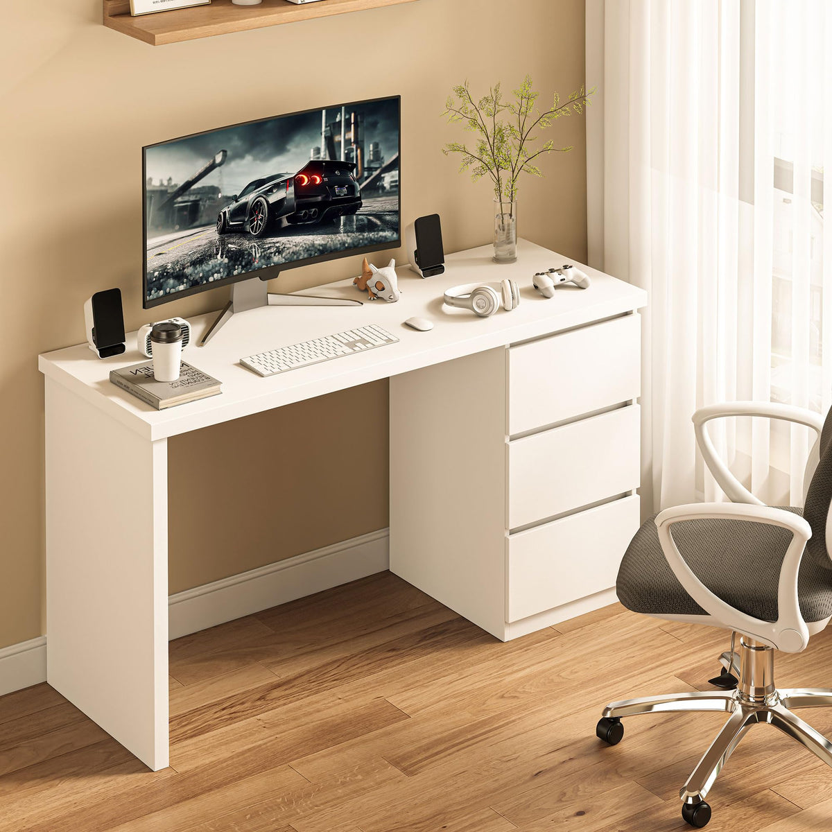 White Desk with Drawers C6580