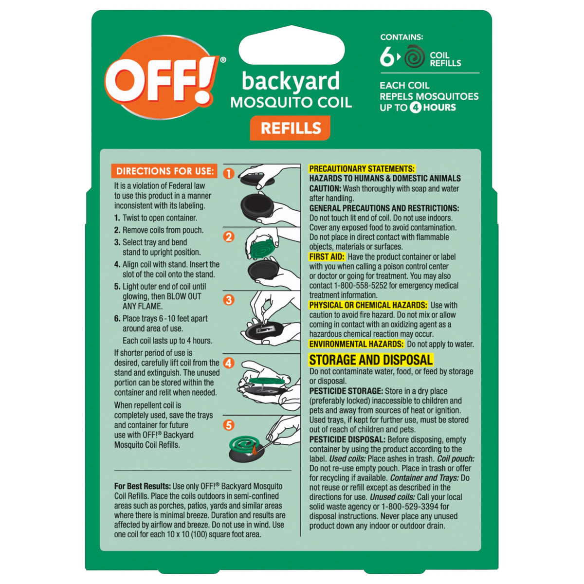 Mosquito Coil Refills 6 Count (Pack of 6) S456