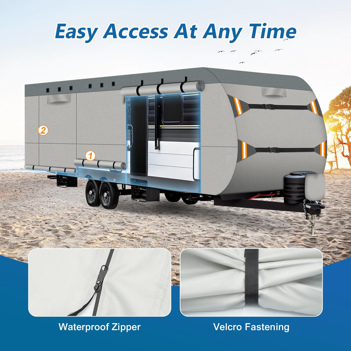 22-24 ft 500D Oxford Waterproof Travel Trailer Cover E917