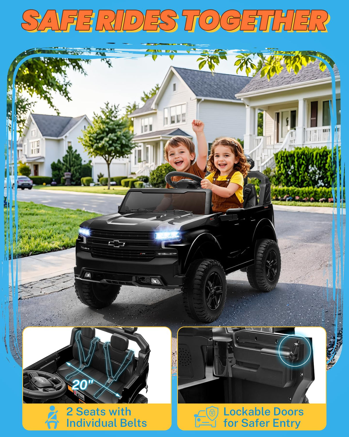 24V 2 Seater Ride on Car with Remote Control, Black A235
