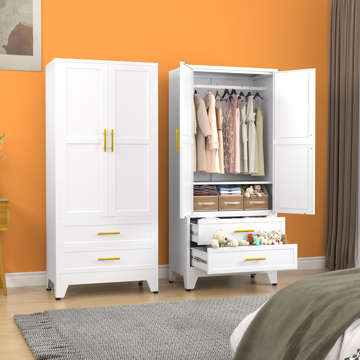 Metal Armoire Wardrobe Closet L9144