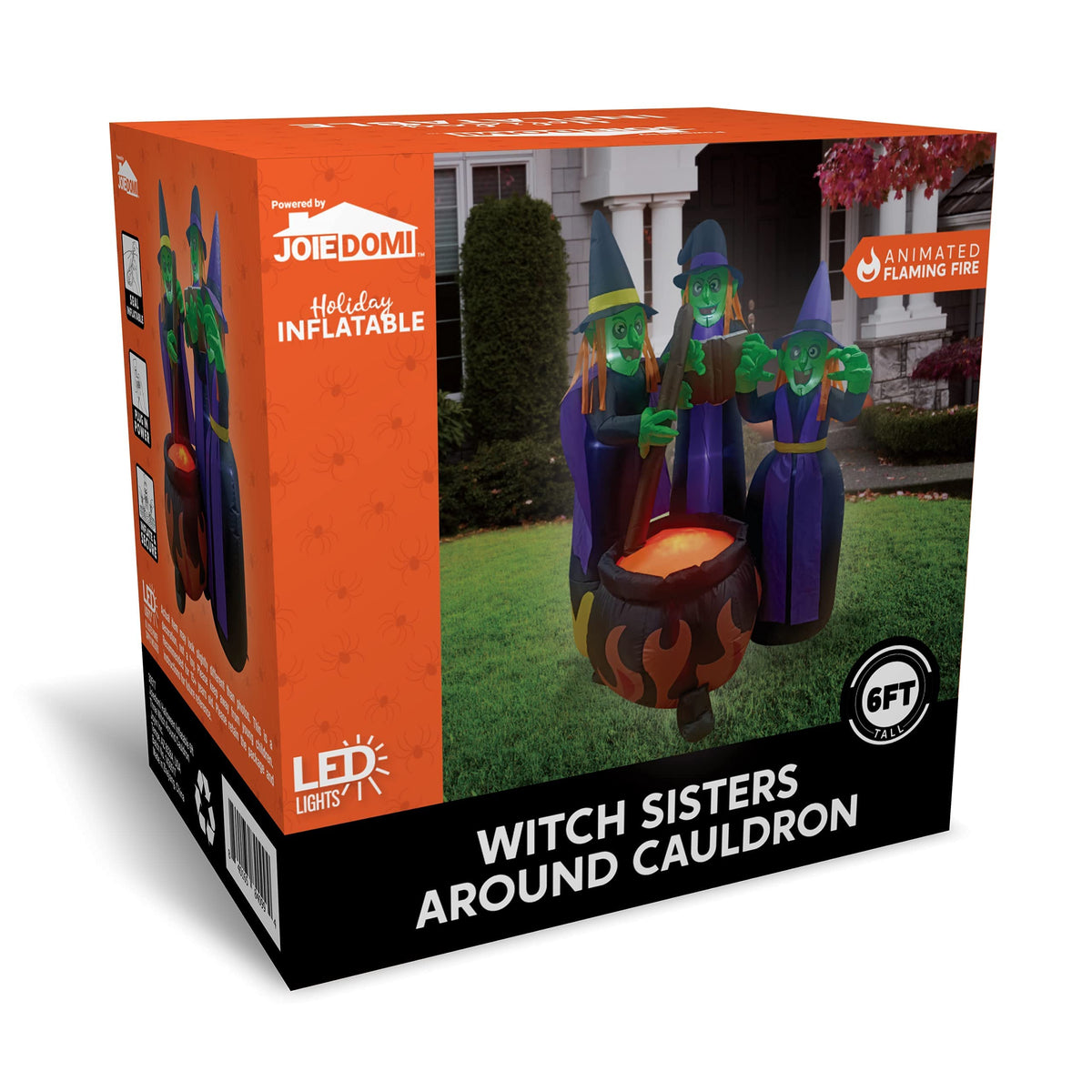 6 FT Halloween Inflatables Three Witch Cauldron with LEDs P7856