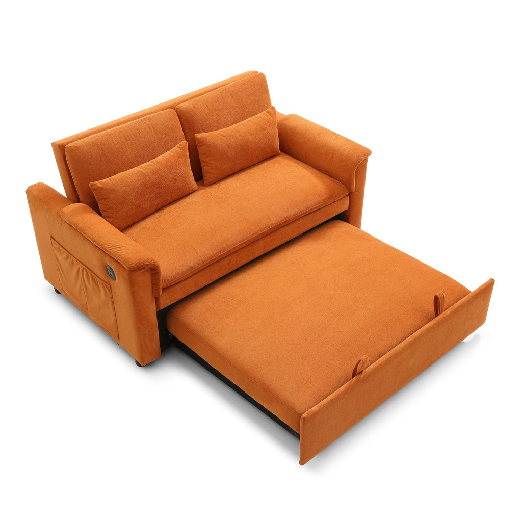 Orange Velvet Sleeper Sofa Q31752