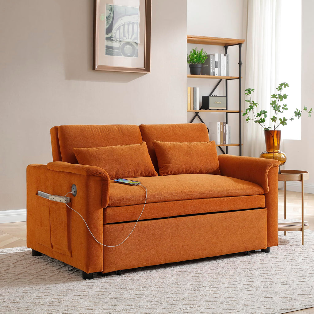 Orange Velvet Sleeper Sofa Q31752