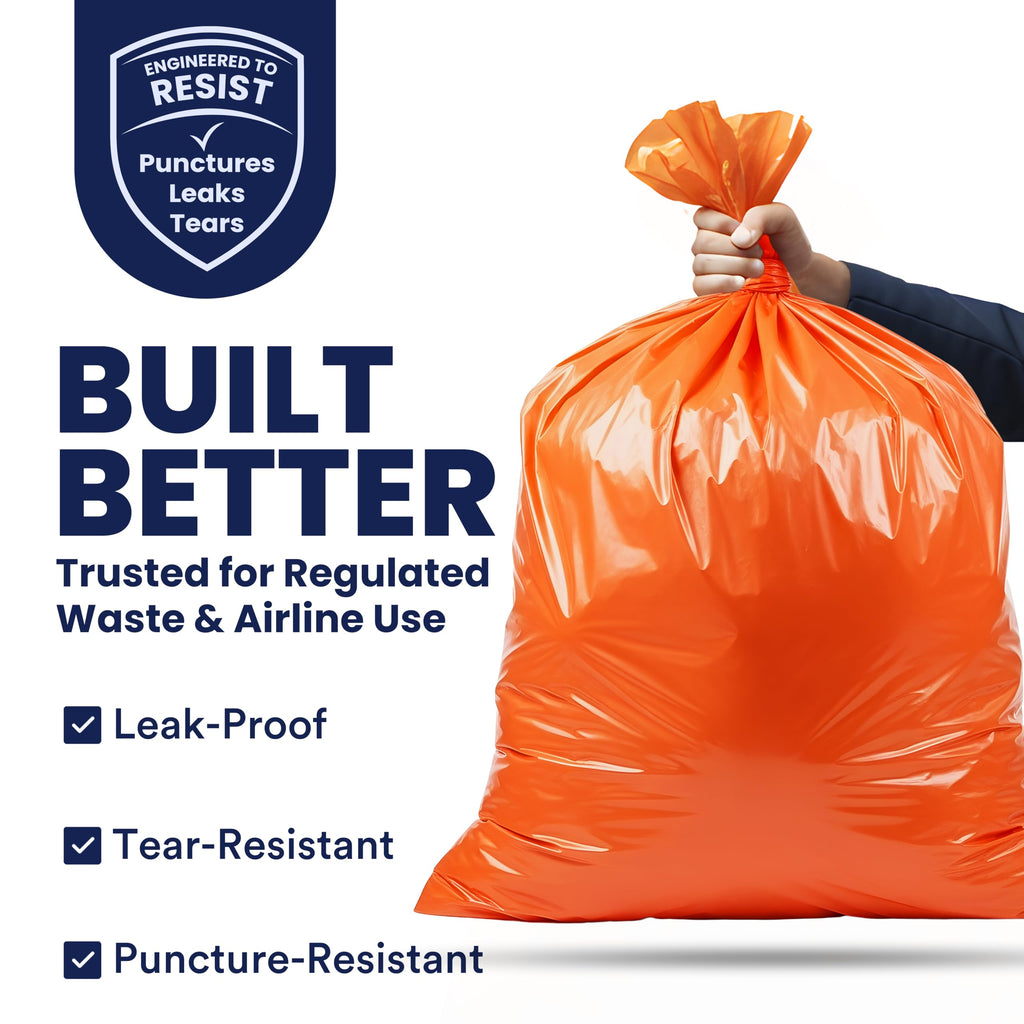42 Gallon 3.0 Mil Orange Heavy Duty Contractor Trash Bags 50 Count S21549
