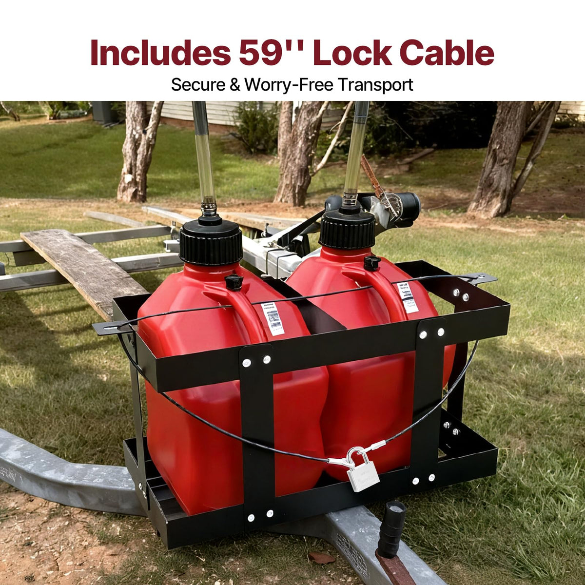 Heavy-Duty Fuel Jug Holder for Two 5 Gallon Gas Cans S417