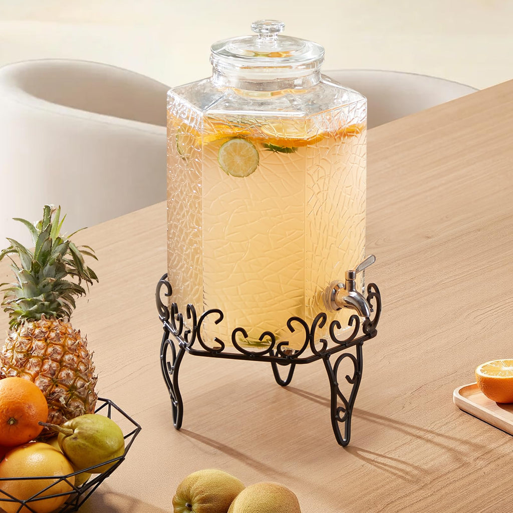 2.5 Gallon Glass Beverage Dispenser with Metal Stand H809