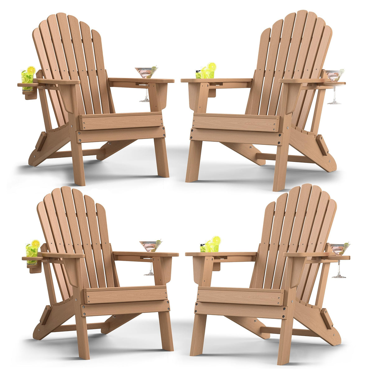 HDPE Adirondack Chair Set of 4 with Cup Holders B318261