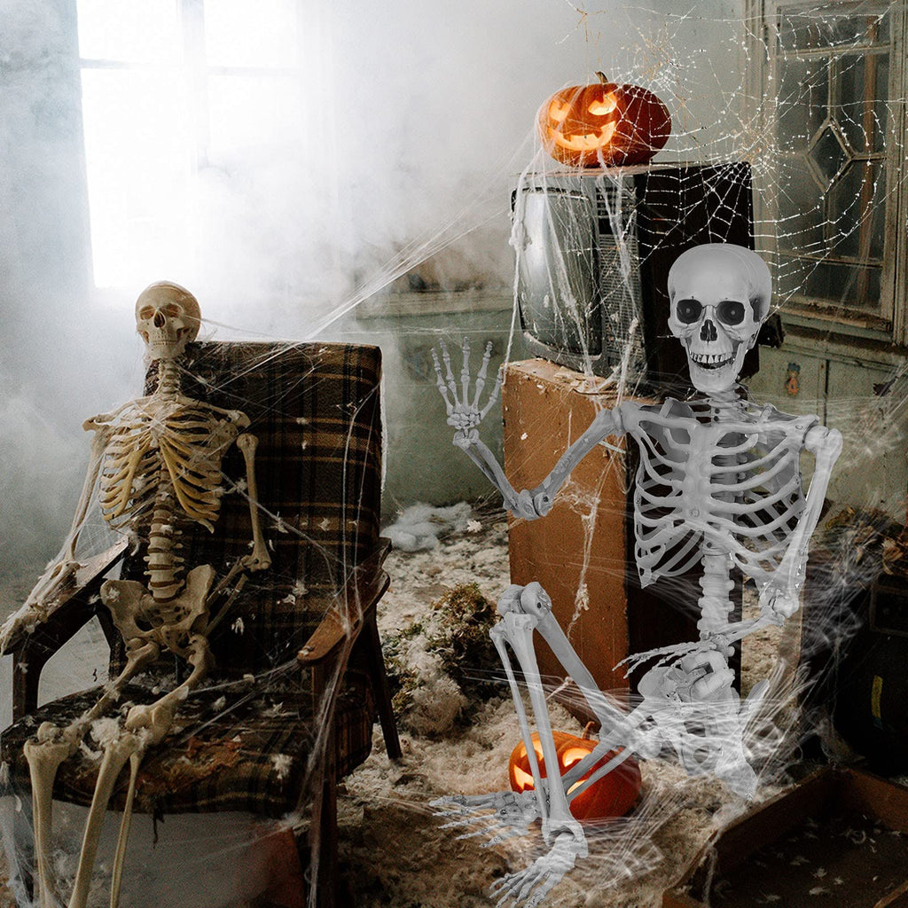5.4 Ft Lighted Life Size Plastic Skeleton with Movable Joint V42884