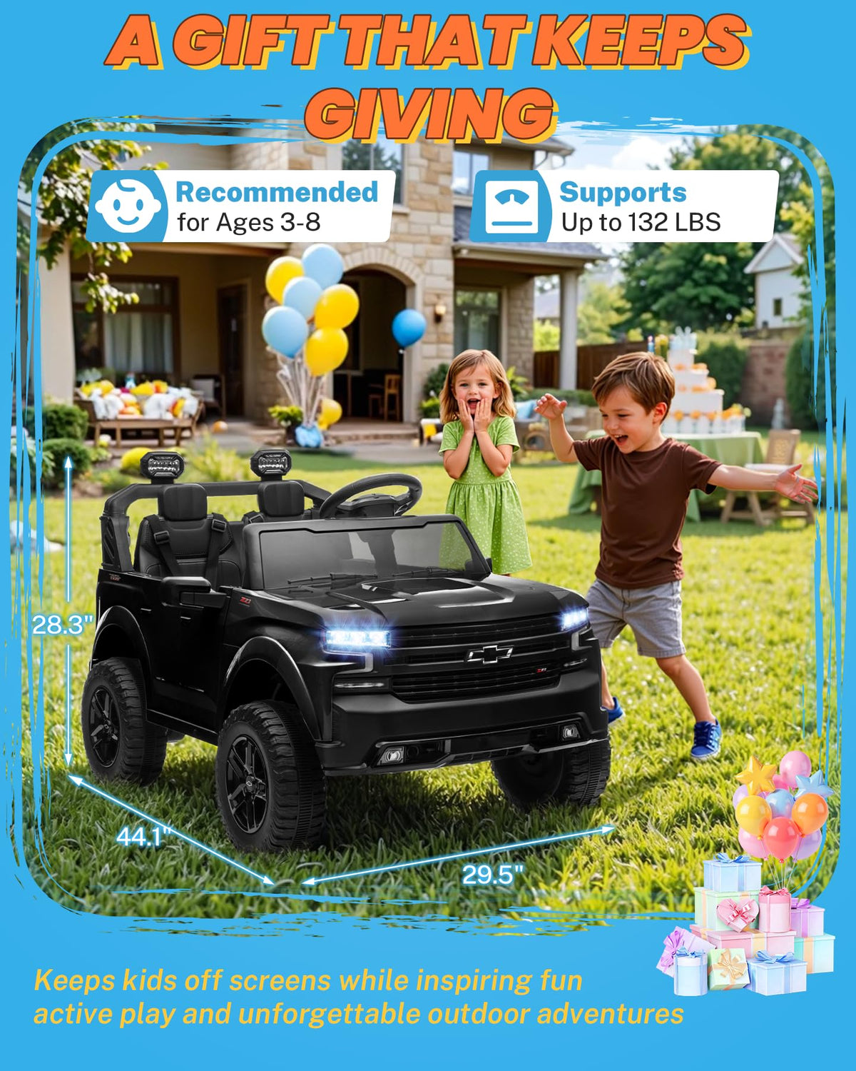 24V 2 Seater Ride on Car with Remote Control, Black A235
