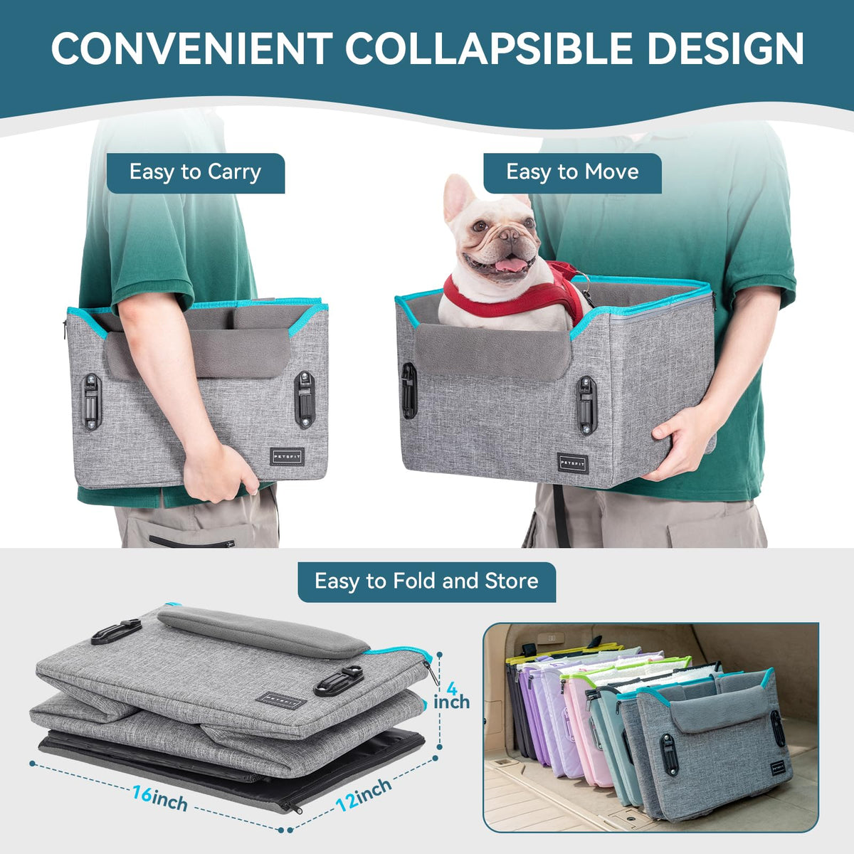 Foldable Dog Booster Car Seat with Safety Tether X22848