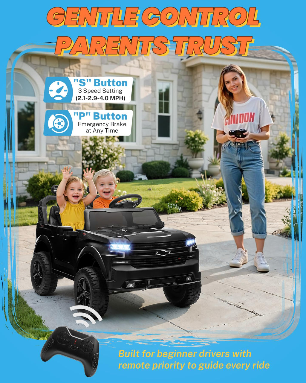 24V 2 Seater Ride on Car with Remote Control, Black A235
