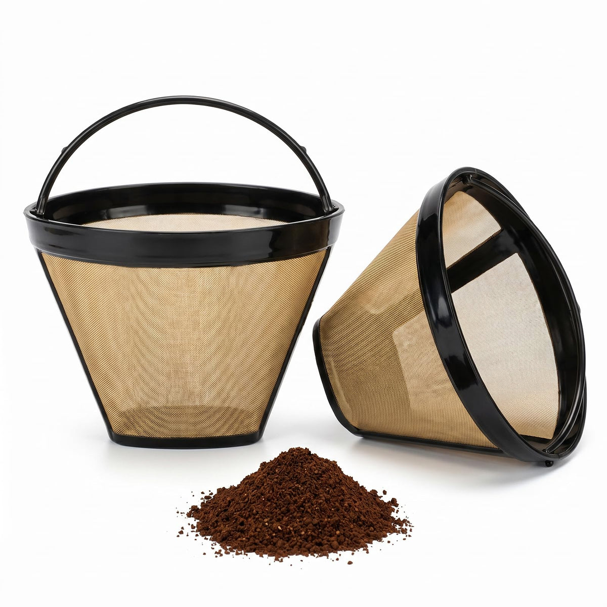 2 Pcs #4 Cone Reusable Stainless Steel Mesh Coffee Filters H4151