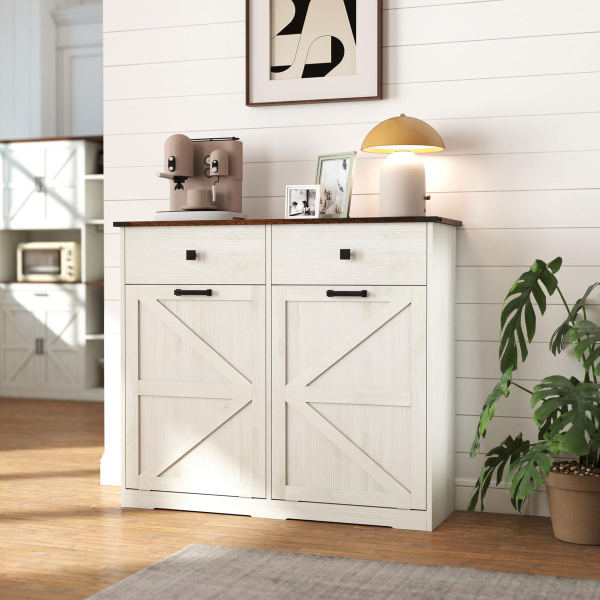 Double Tilt Out Trash Cabinet with Hideaway Drawer X55132