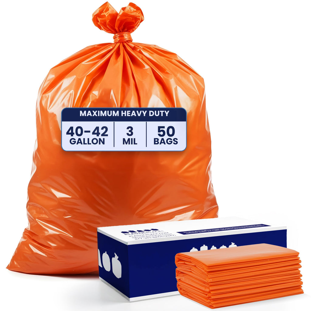 42 Gallon 3.0 Mil Orange Heavy Duty Contractor Trash Bags 50 Count S21549