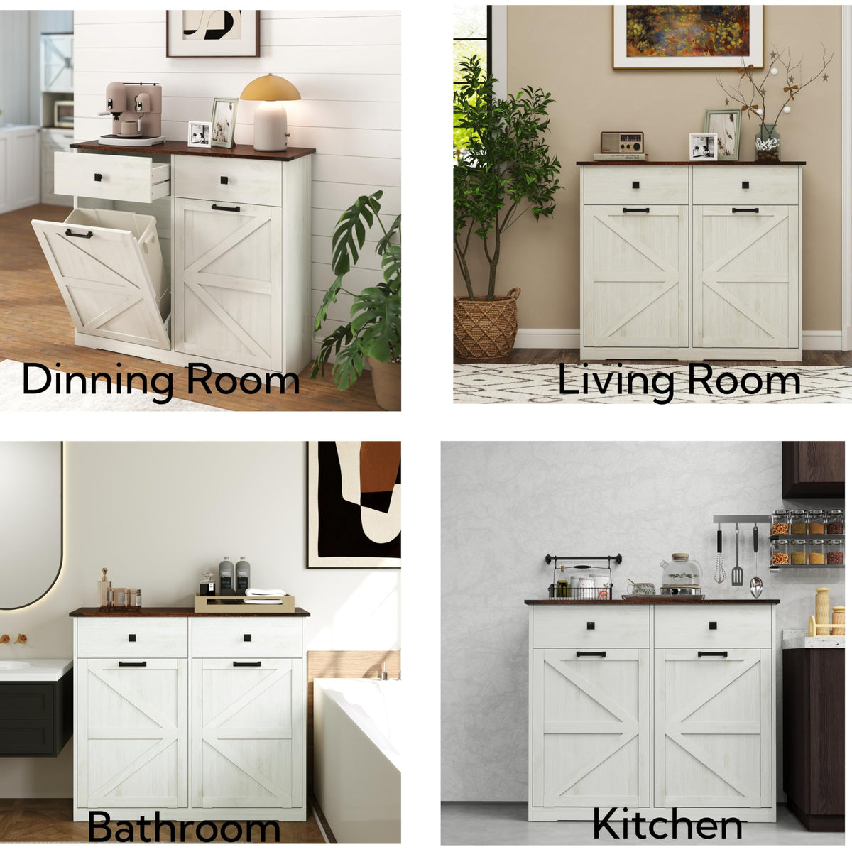 Double Tilt Out Trash Cabinet with Hideaway Drawer X55132