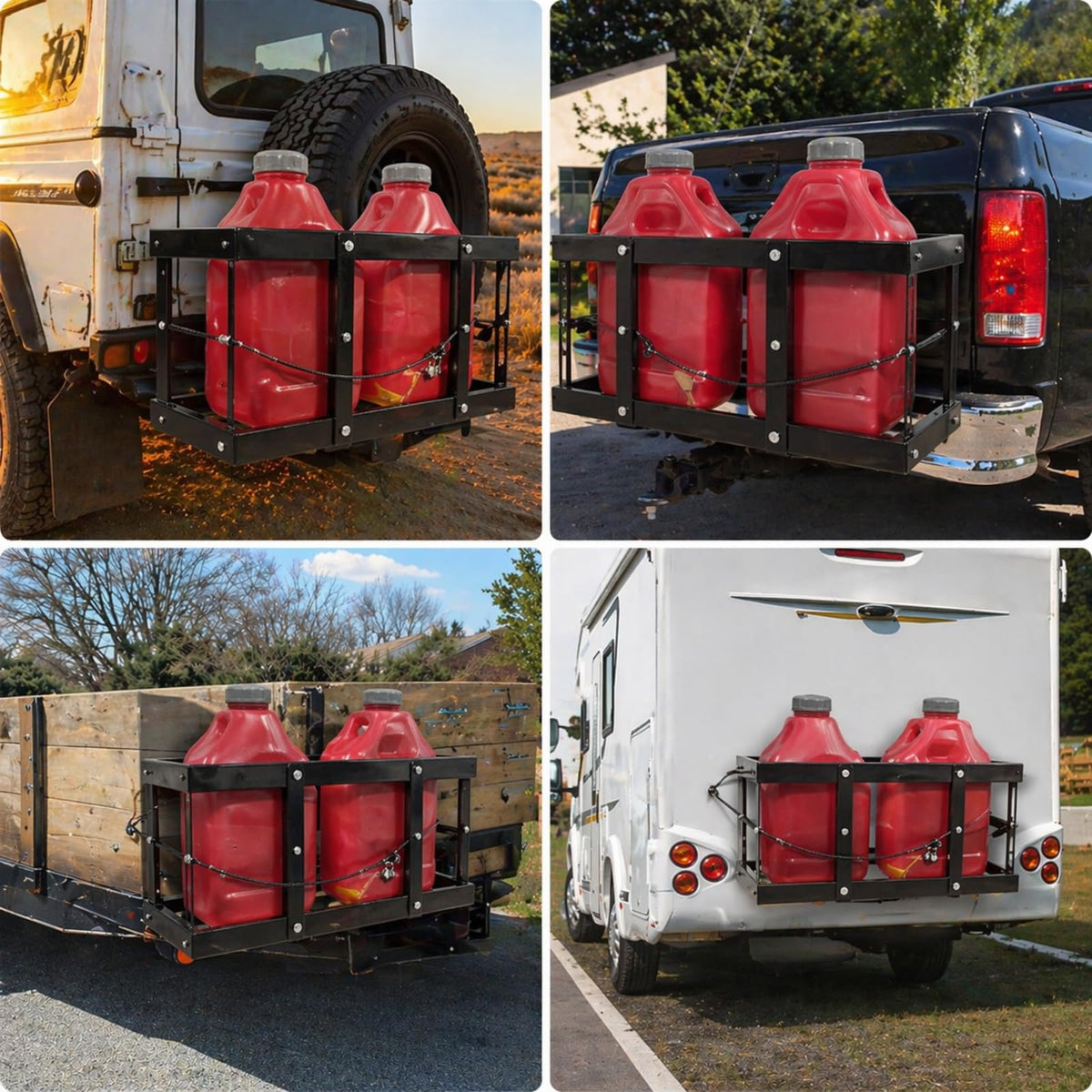Heavy-Duty Fuel Jug Holder for Two 5 Gallon Gas Cans S417