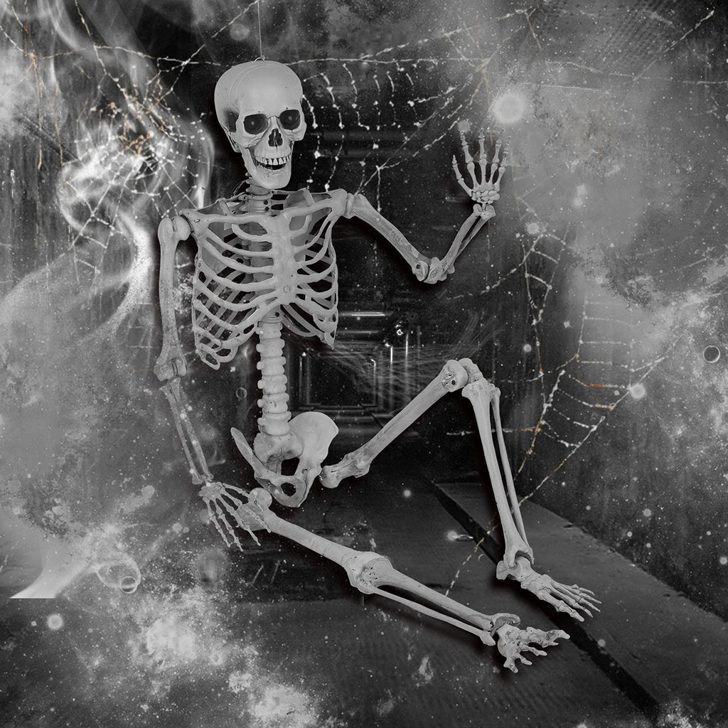 5.4 Ft Lighted Life Size Plastic Skeleton with Movable Joint V42884