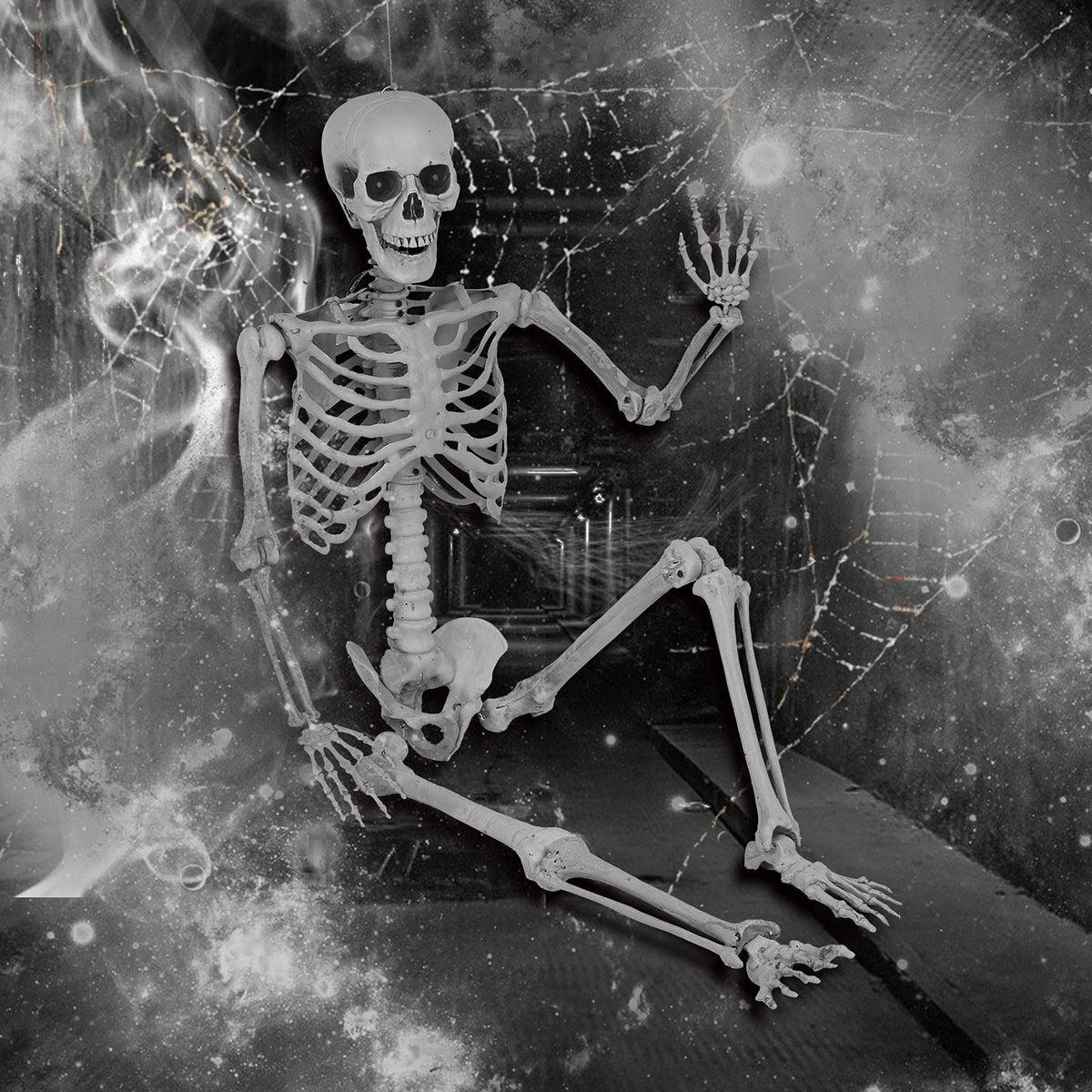 5.4 Ft Lighted Life Size Plastic Skeleton with Movable Joint V42884