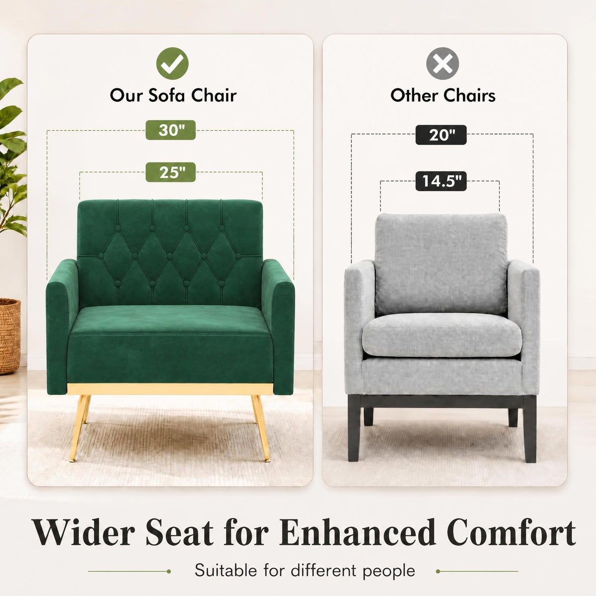 Green Velvet Accent Chairs Set of 2 W303096