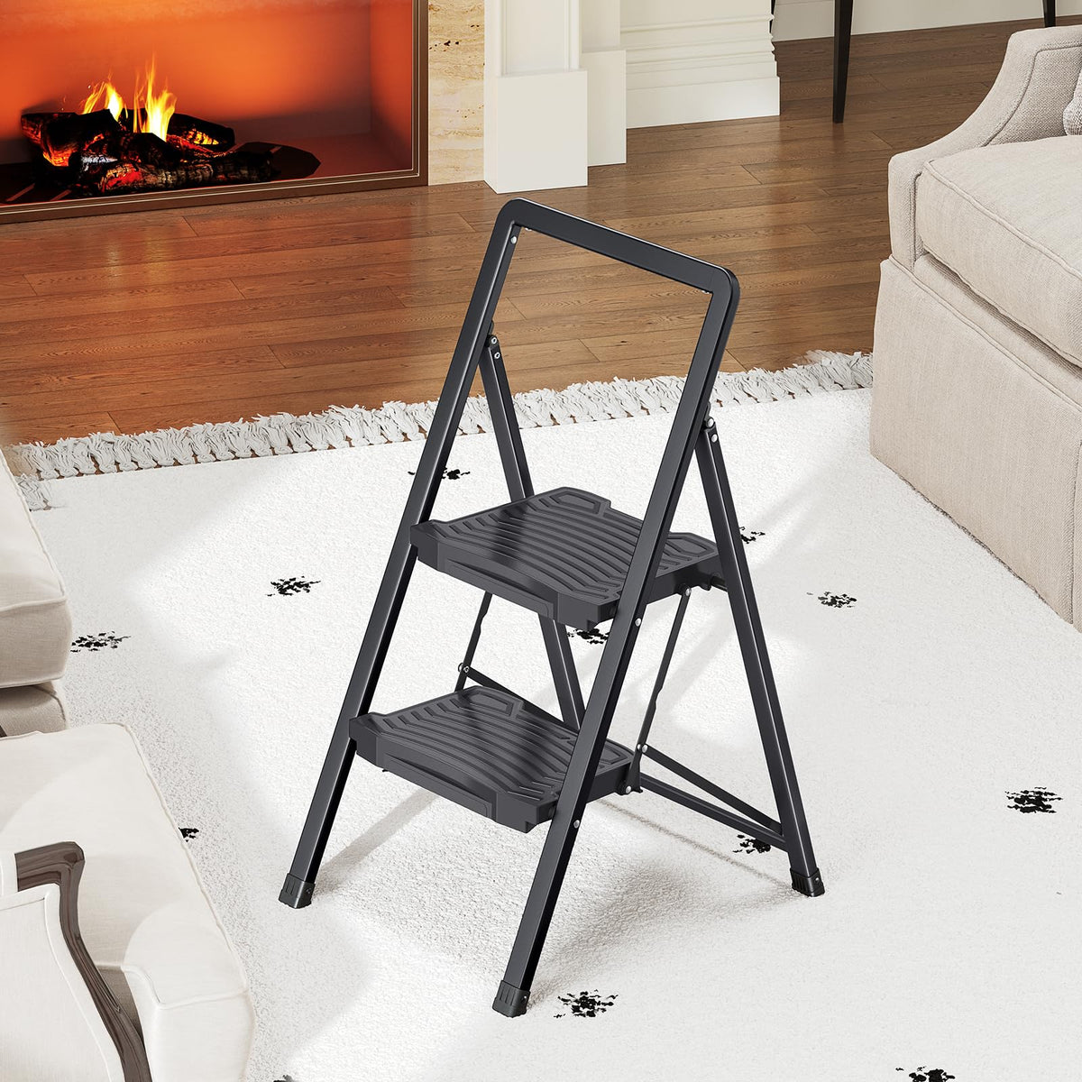 2 Folding Steel Step Ladder with Handrail G942060