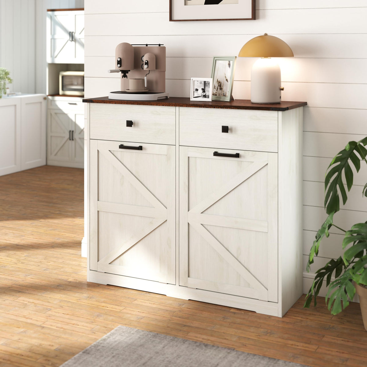 Double Tilt Out Trash Cabinet with Hideaway Drawer X55132