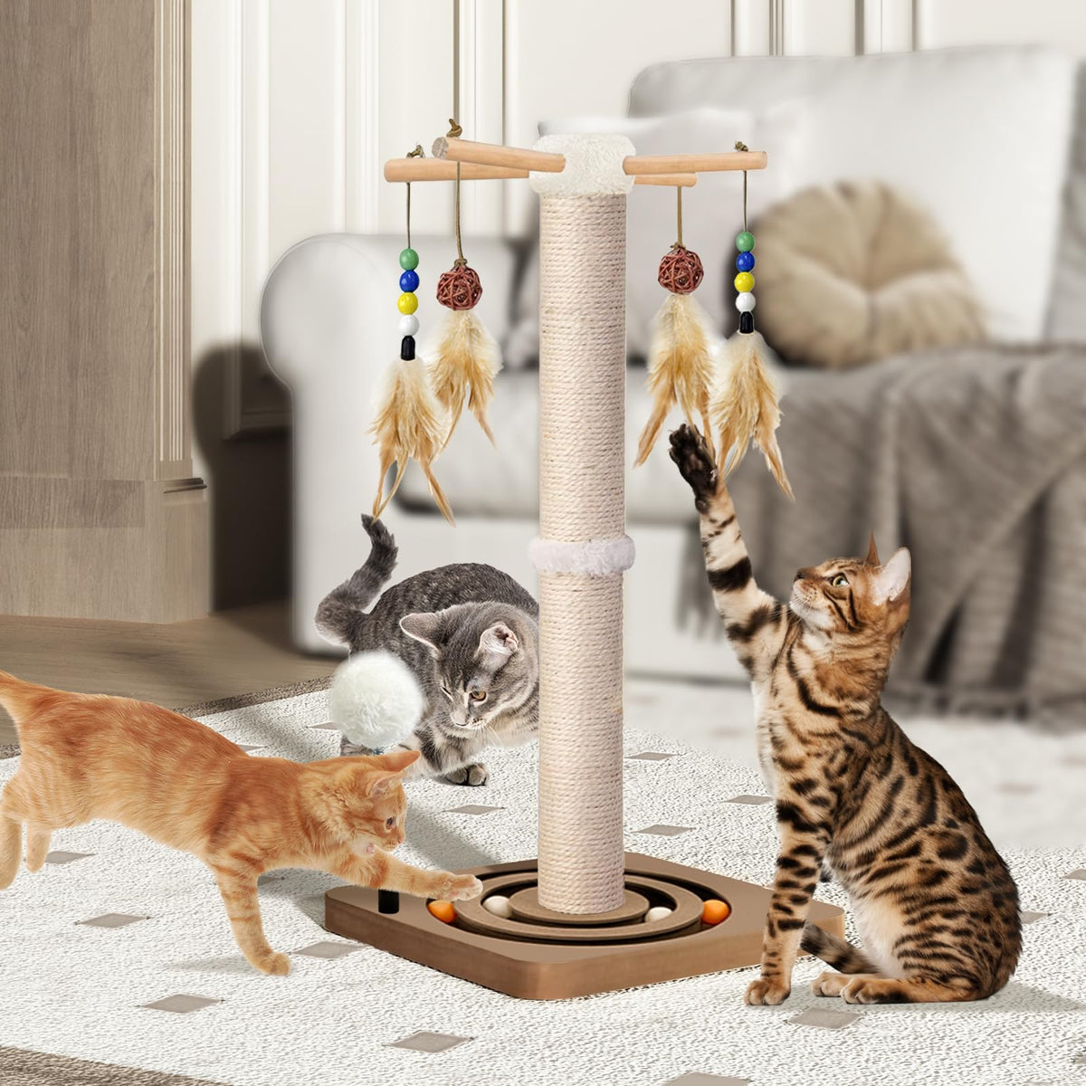 Sisal Cat Scratching Post with Toys B577