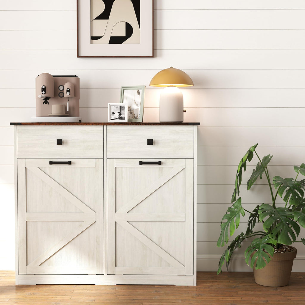 Double Tilt Out Trash Cabinet with Hideaway Drawer X55132