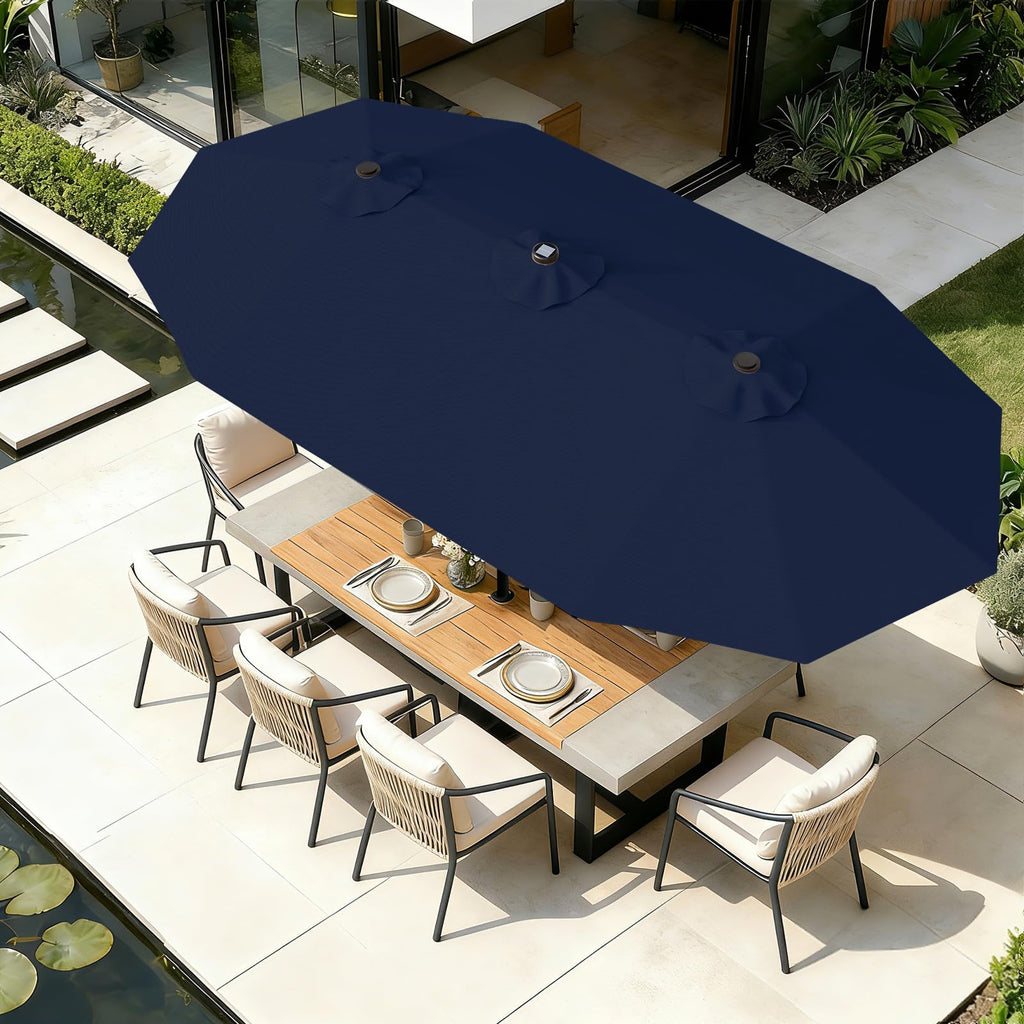 15FT Double Sided Solar Lights Patio Umbrella R252