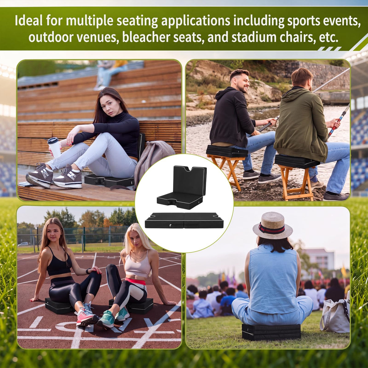 3 Pcs Portable Bleacher Chair Cushions with Handle F861