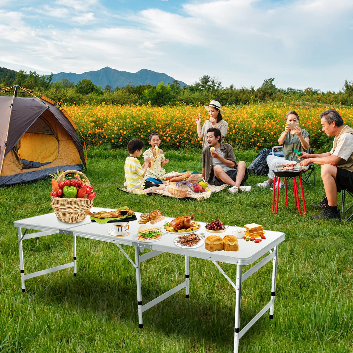 6FT Adjustable Folding Camping Table H960