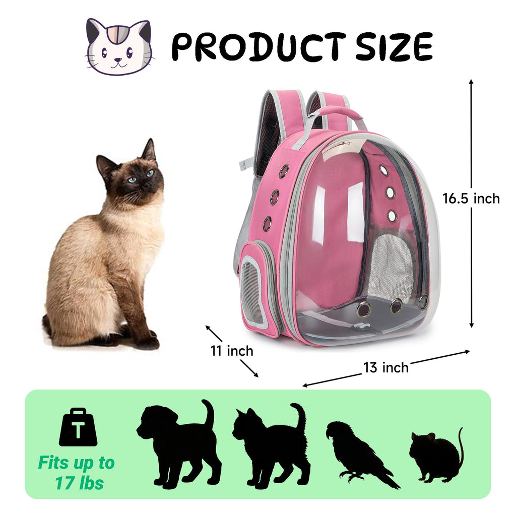 Cat Backpack Carrier Bubble Carrying Bag Pink X6121