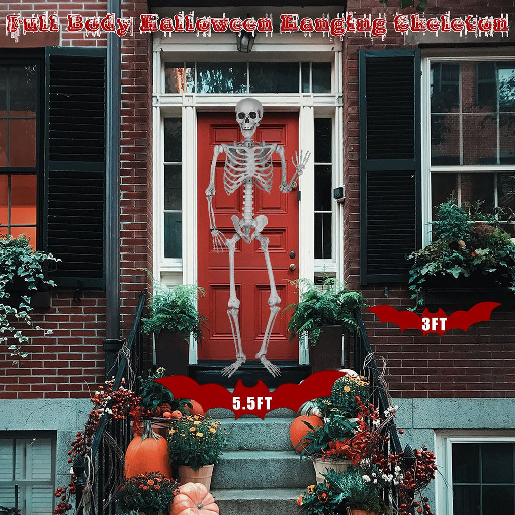 5.4 Ft Lighted Life Size Plastic Skeleton with Movable Joint V42884