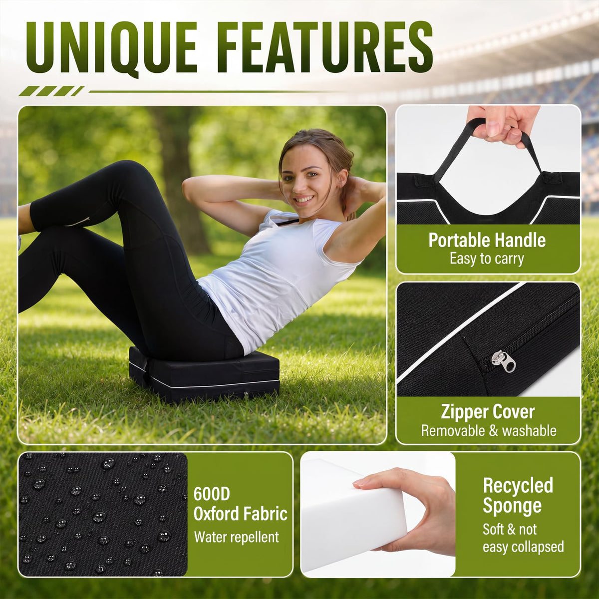 3 Pcs Portable Bleacher Chair Cushions with Handle F861