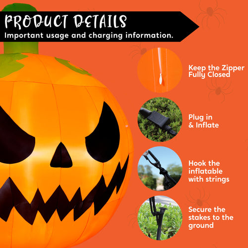 10FT Tall Inflatable Pumpkin with Built-in LED Lights D243