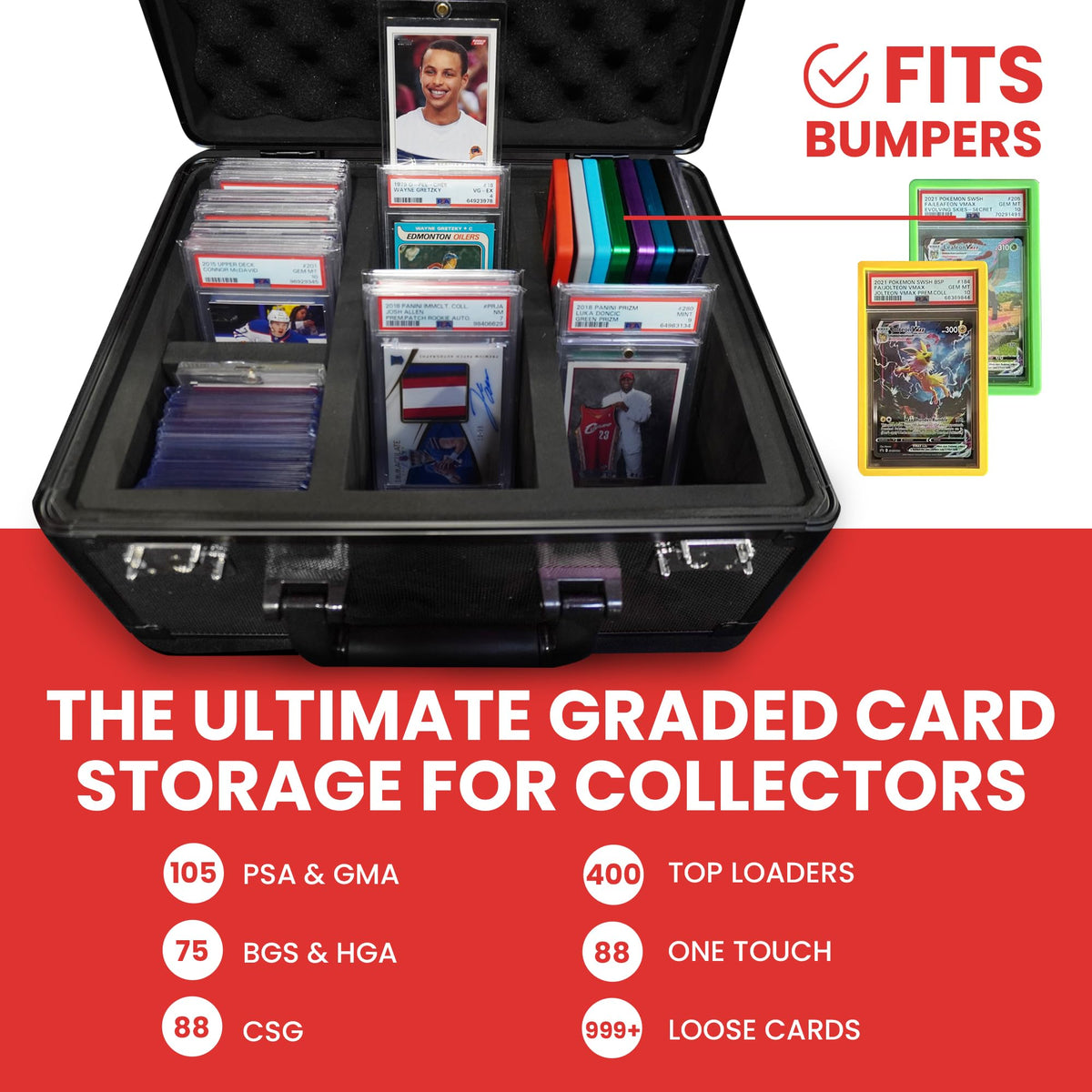 Black 3 Row Graded Card Storage Box with TSA Lock S698949