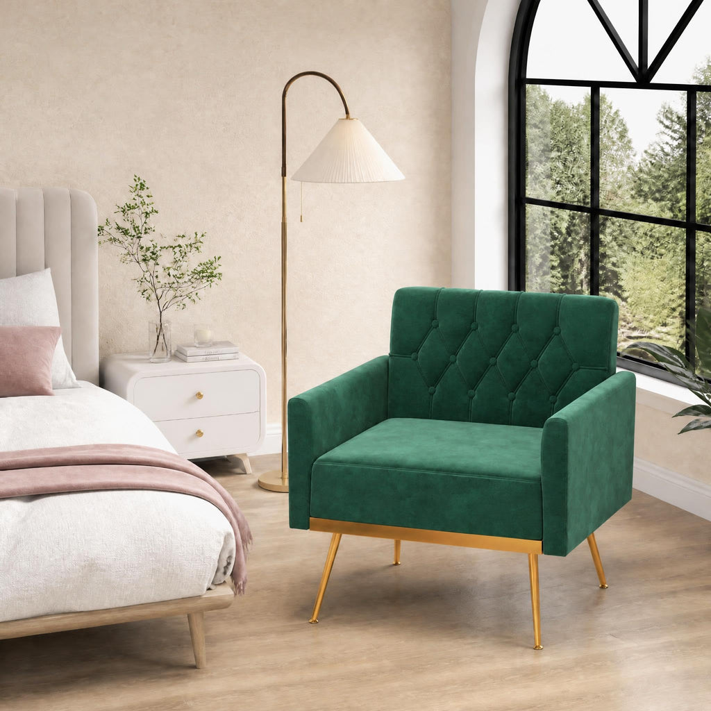 Green Velvet Accent Chairs Set of 2 W303096