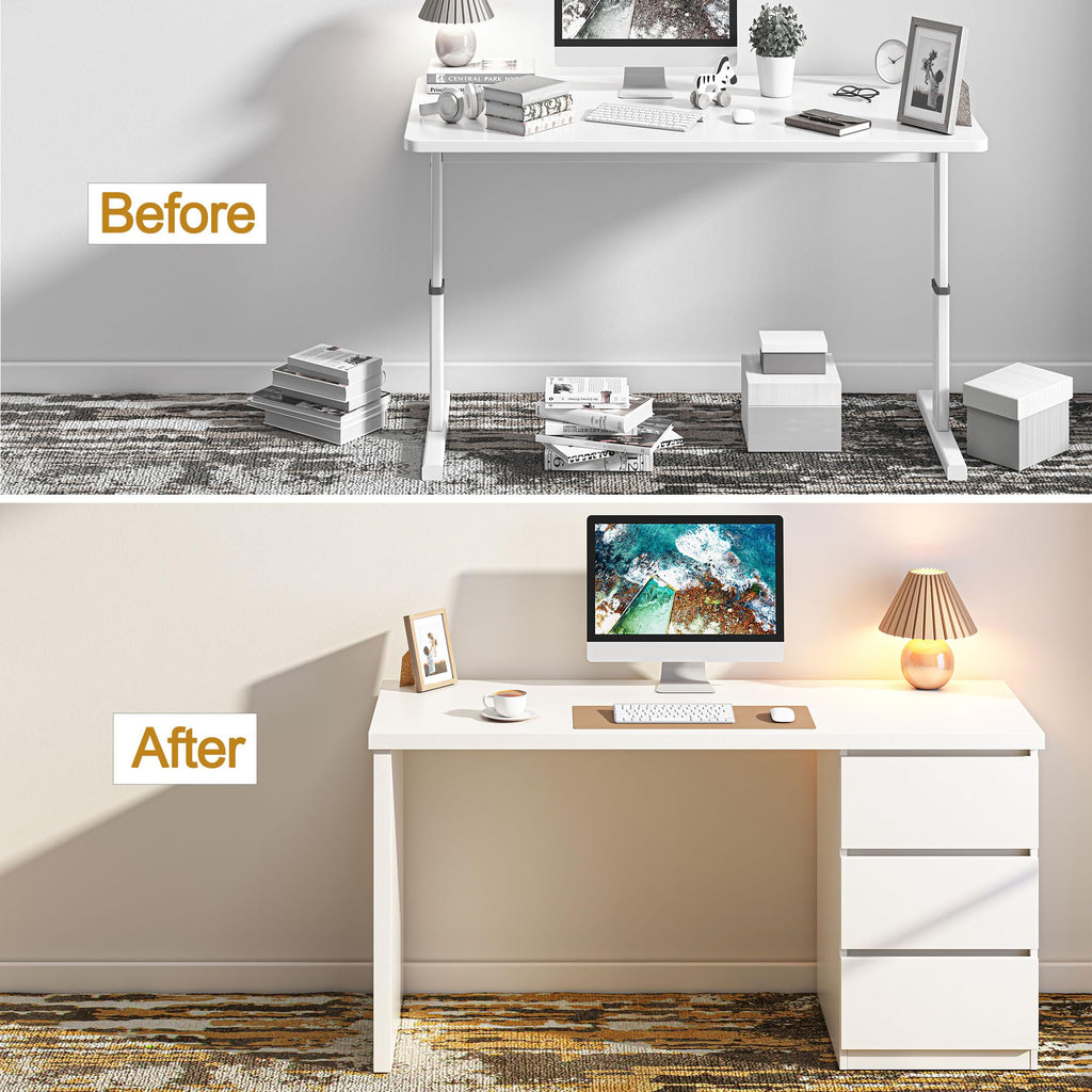 White Desk with Drawers C6580