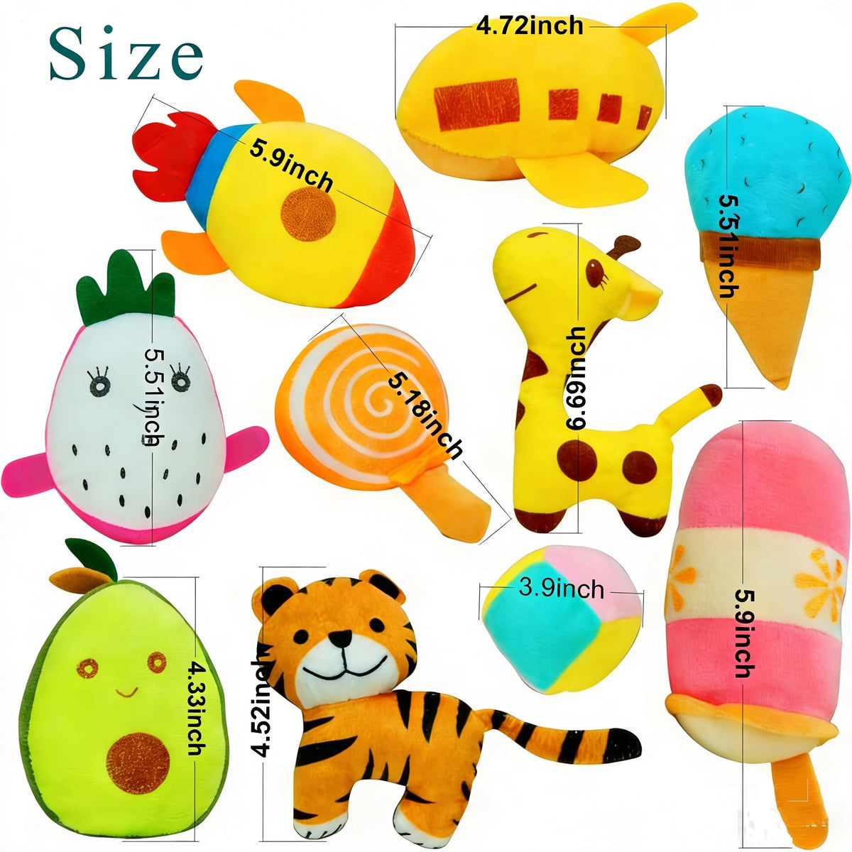 30 Pack Plush Squeaky Dog Toys V39162