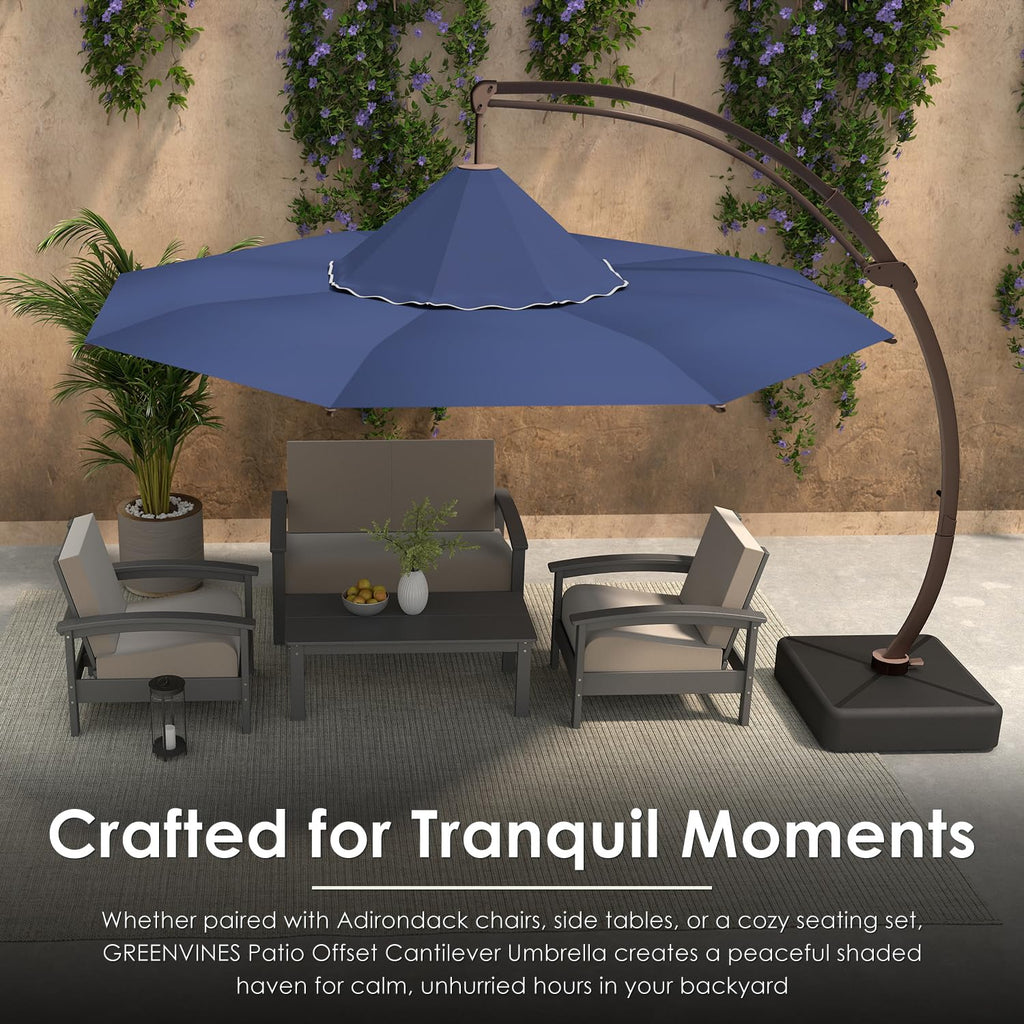 11-FT Patio Offset Cantilever Umbrella with Base R608143