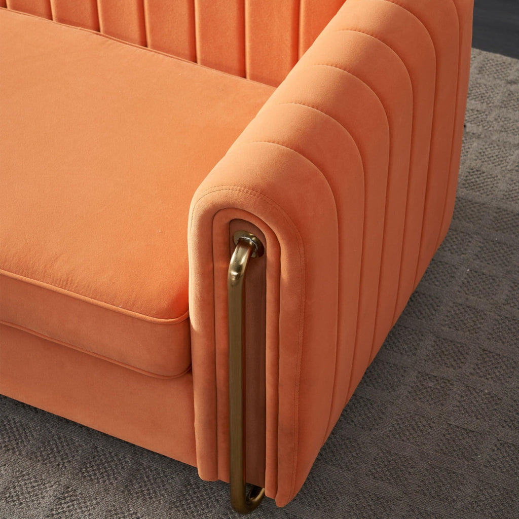 Orange Velvet Sofa Couch E8632